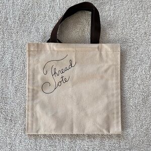 Canvas Thread Tote Bag with Brown Handles